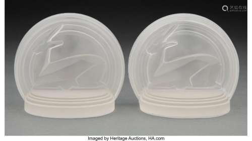 Pair of Owens-Illinois Glass Company Glass Gazelle Bookends ...