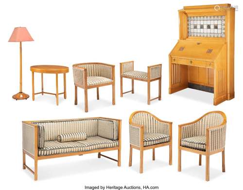 Eight-Piece Darmstadt Artists' Colony Jugendstil Study Suite...