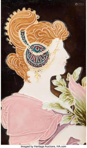 Eichwald Art Nouveau Glazed Tile After Alphonse Mucha, circa...