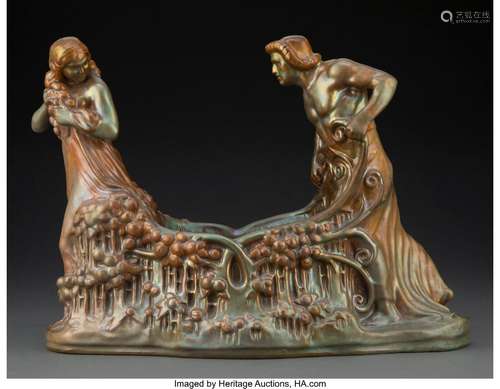 Zsolnay Eosin Glazed Earthenware Figural Centerpiece, circa ...