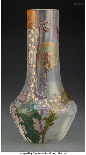 Mont Joye Acid-Etched, Partial Gilt, and Enameled Glass Dand...