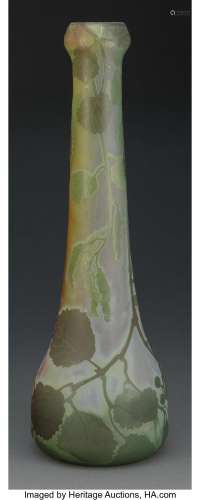 Tall Legras Cameo Glass Vase, circa 1900 Marks: Legras 19-1/...