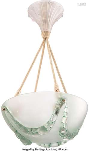 R. Lalique Clear and Frosted Glass Villeneuve Plafonnier wit...