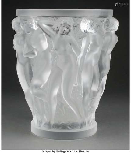 Lalique Clear and Frosted Glass Bacchantes Vase in Original ...