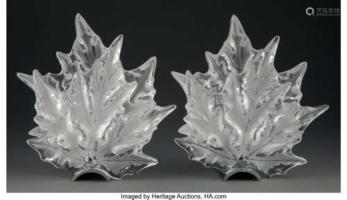 Pair of Lalique Clear and Frosted Glass and Chrome Champs-Él...