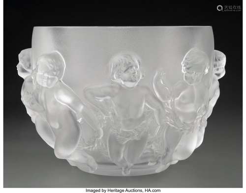 Lalique Clear and Frosted Glass Luxembourg Bowl, post-1945 M...