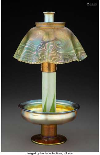 Tiffany Studios Favrile Glass and Gilt Metal Twilight Candle...