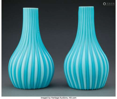 Pair of Victorian Satin Glass Vases, late 19th century 7-1/2...
