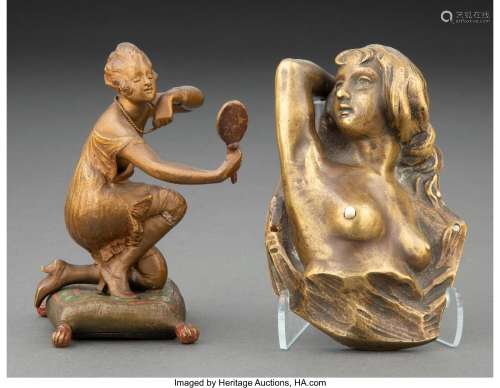 Two Austrian Gilt and Cold Painted Bronze Naughty Figural Be...