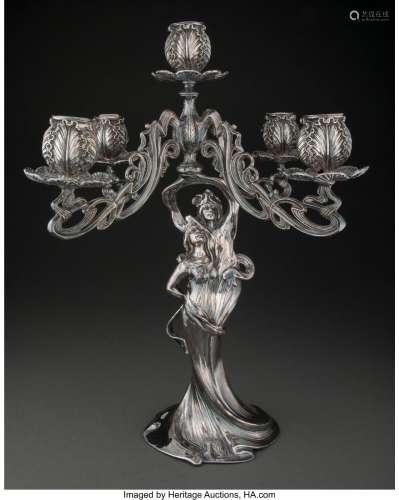 E. G. Webster & Son Silver-Plated Five-Light Figural Can...