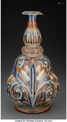 Doulton Lambeth Glazed Stoneware Vase Decorated by Arthur Ba...