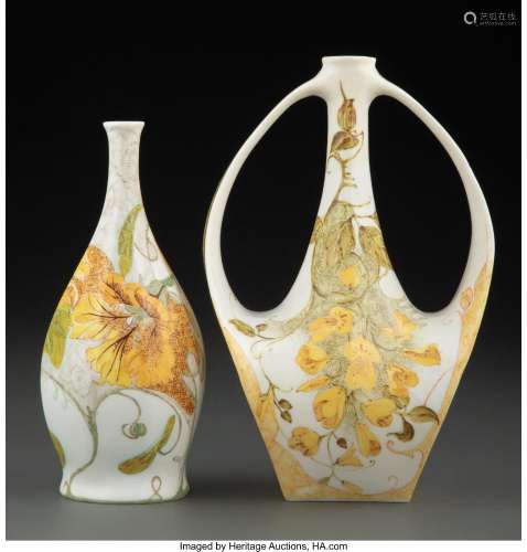 Two Rozenburg Porcelain Vases, 1902-1906 Marks: (crown), Roz...