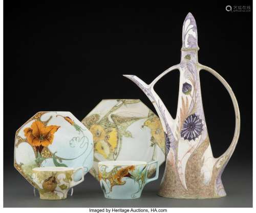 Three Rozenburg Porcelain Table Articles, 1901-1908 Marks: (...