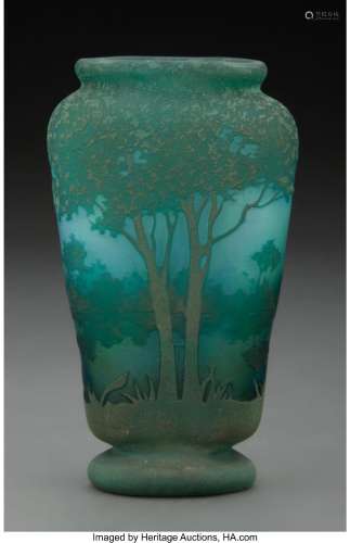 Daum Cameo Glass Landscape Vase, circa 1910 Marks: DAUM, (Cr...