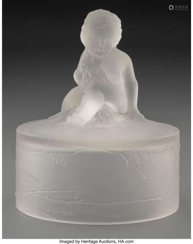 R. Lalique Clear and Frosted Glass Amour Assis Cover, circa ...