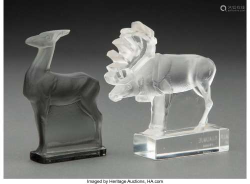 Two R. Lalique Glass Paperweights, circa 1929 and later Mark...
