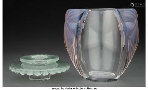 R. Lalique Two-Part Clear and Frosted Glass Dahlia Candlehol...