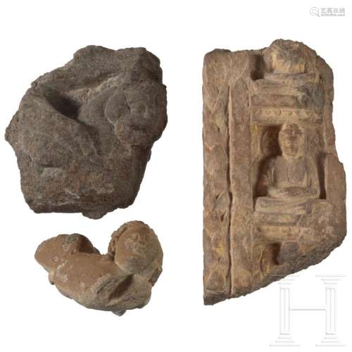 Three Gandhara relief fragments, Northwest Pakistan, 2nd - 3...