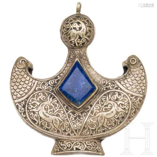 Lavishly decorated pelta-shaped ornament, Seljuk, 12th - 13....