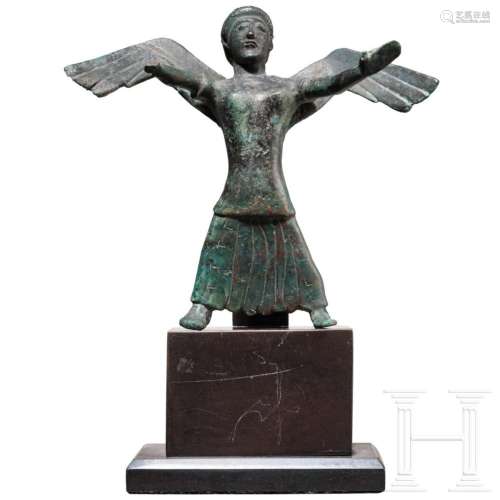 A Greek bronze statuette of Nike, 6th century B.C.