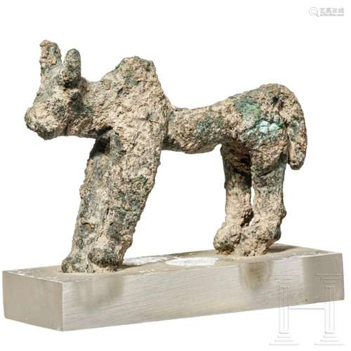 An Italian bronze bull figurine, 7th century B.C.