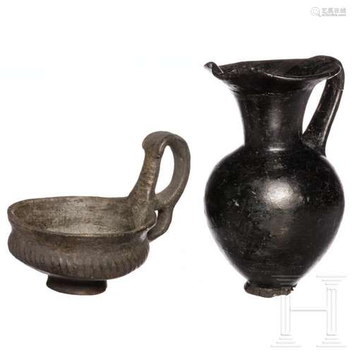 Two black Etruscan vessels, 8th - 6th century B.C.