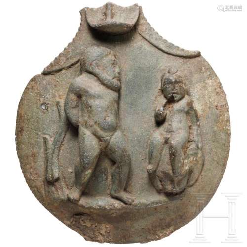 A Roman jug attachment with depiction of Hercules, 2nd - 3rd...