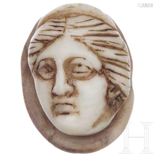 A Roman cameo with woman's head, 3rd century A.D.