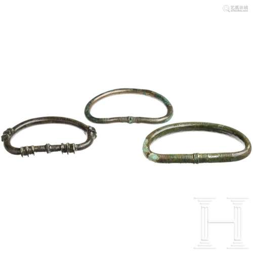 Three bronze bracelets of the Urnfield Culture in the shape ...