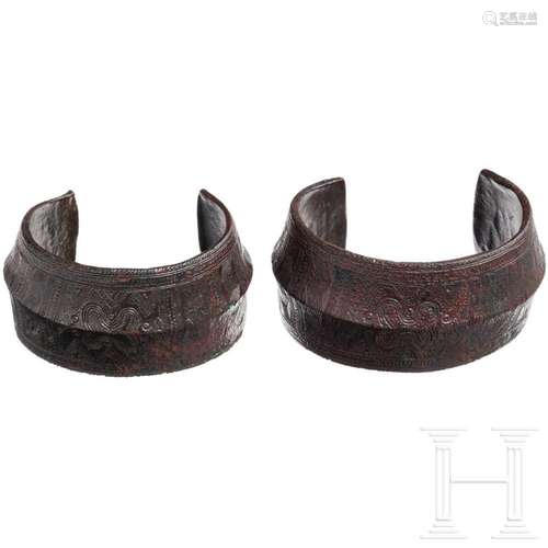 A pair of decorated bronze bracelets, early Iron Age of Sout...