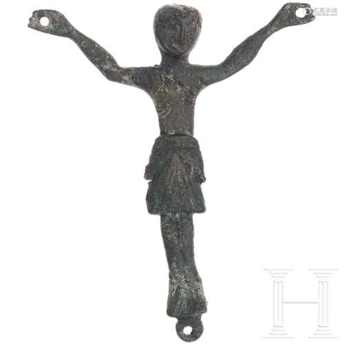 A bronze figure of Christ from a Romanesque crucifix, 10th -...