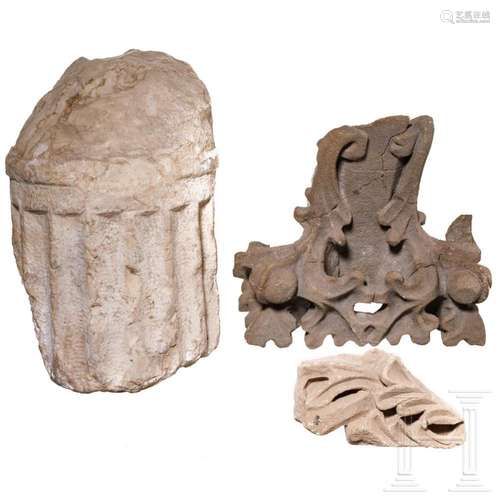 Three Byzantine and Gothic architecture fragments and a frag...