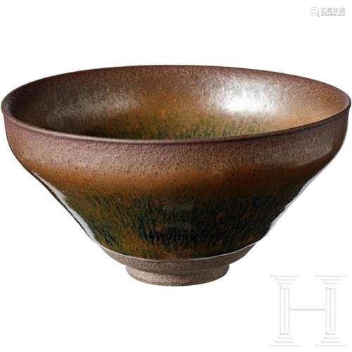 A Jianyao tea bowl with black-brown hare's fur glaze, pr...