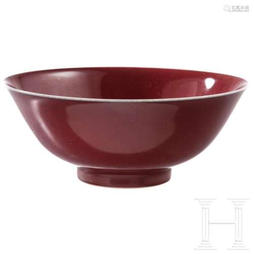 A Chinese copper-red bowl with Qianlong six-character mark, ...