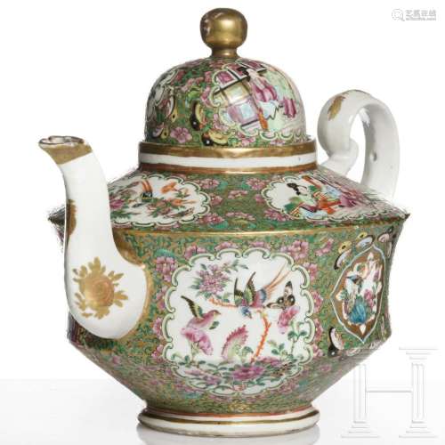 A Chinese famille-rose porcelain teapot, late Qing Dynasty, ...