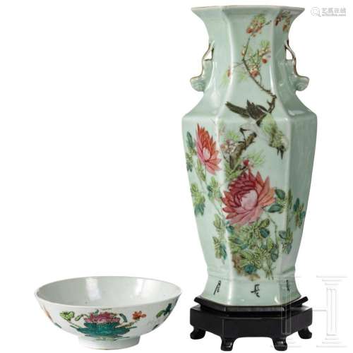 A Chinese Republic Period vase and bowl, 20th century