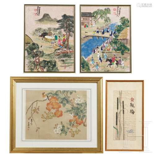 Three Chinese paintings, 20th century