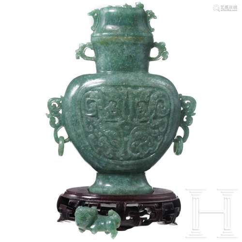 A small Chinese jade vase, 20th century