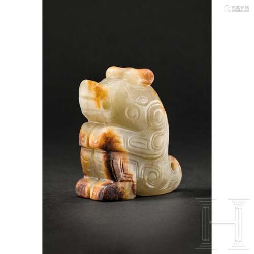 A Chinese carved jade bear, 20th century