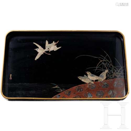A Japanese lacquer tray, 20th century