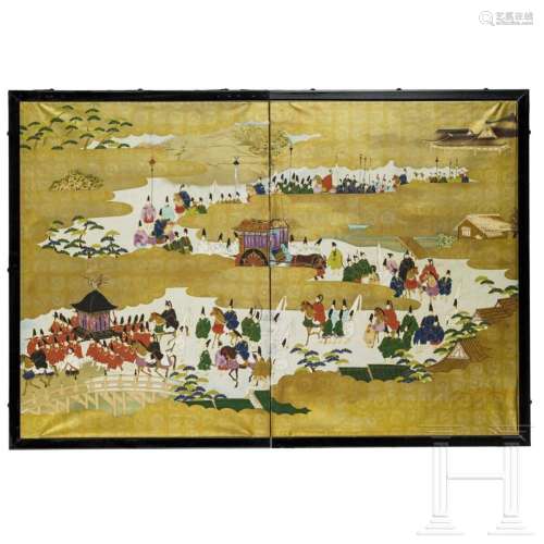 A Japanese biyubo (folding screen), Meiji period