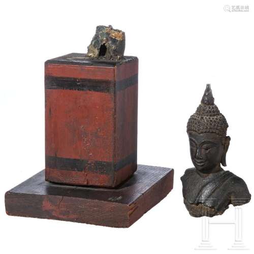 A small Thai Sukhotai Buddha on pedestal, 13th - 15th centur...