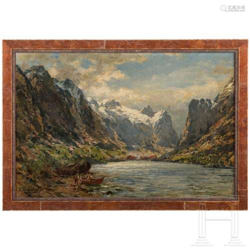 Carl August H. F. Oesterley - Fjord Landscape, German, 19th ...