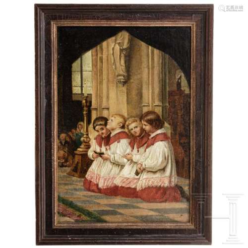 Praying altar boys, oil on canvas, circa 1900