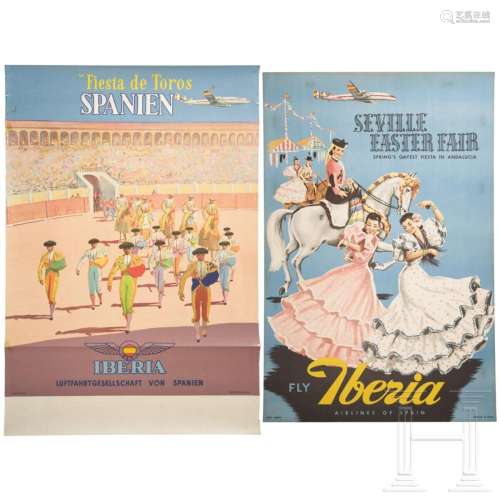 Two advertising posters from Iberia Airlines "Fiesta de...