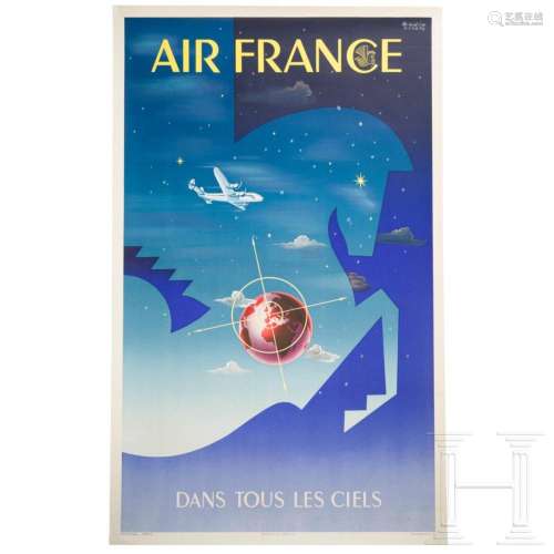 An advertising poster from Air France "Dans tous les Ci...