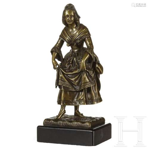 A bronze Rokoko maid, unknown sculptor, late 19th century