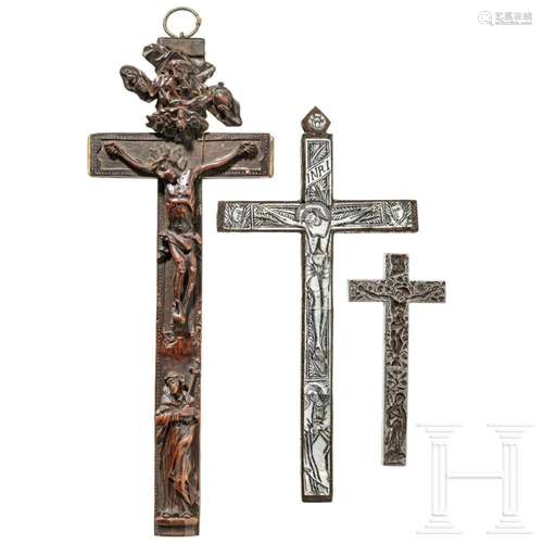 Three crucifixes, Oberammergau, circa 1800 (one), 19th centu...