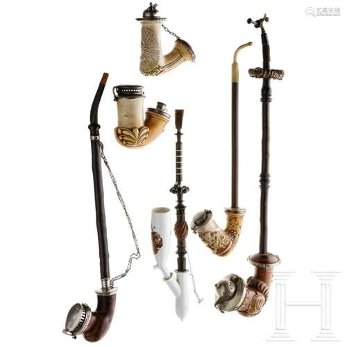 A small collection of German pipes, 19th century