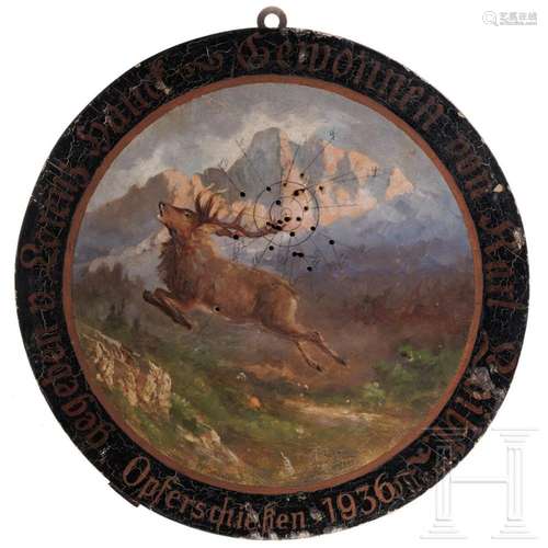 A German shooting target with a flying stag, German (Wasserb...